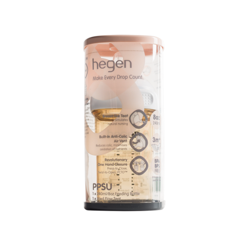 Bình sữa Hegen PPSU 240ml núm ti size M từ 3 – 6 tháng, White