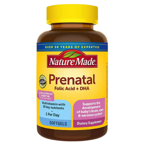 Vitamin tổng hợp bầu Nature Made Prenatal Folic Acid + DHA 100 viên giúp phòng chống dị tật và phát triển hệ thần kinh thai nhi