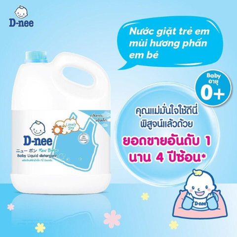 Nước Giặt Xả Dnee Baby Liquid Detergent Lovely Sky Thái Lan 3000ml (Màu Xanh Dương)