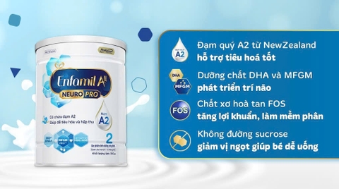 Sữa bột Enfamil A2 NeuroPro số 2 350g - 800g Cho Trẻ Từ 6-12 Tháng