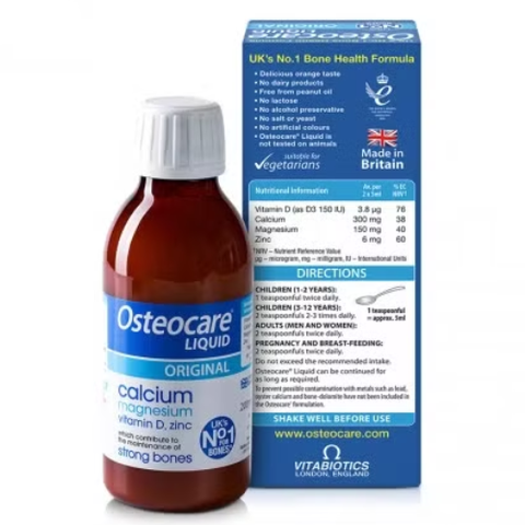 Siro OSTEOCARE Vitabiotics Khỏe Xương Bổ Sung Canxi Và Vitamin D Chai 200ml
