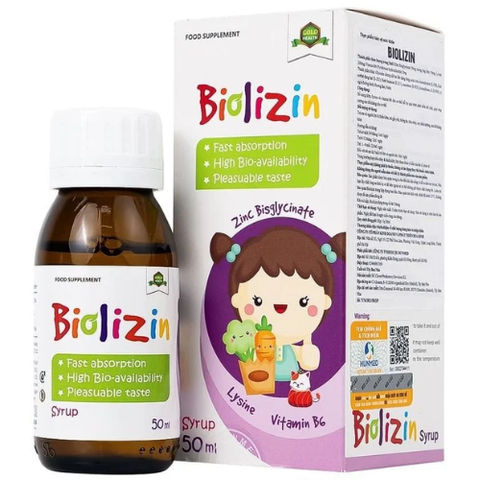 Kẽm Biolizin giúp con ăn ngon tăng đề kháng dạng siro 50ml vị đào thơm ngon