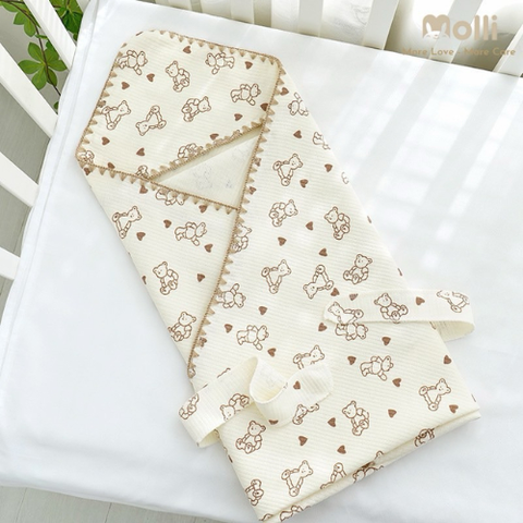 Ủ choàng có đai Muslin 3 lớp chính hãng Molli cao cấp