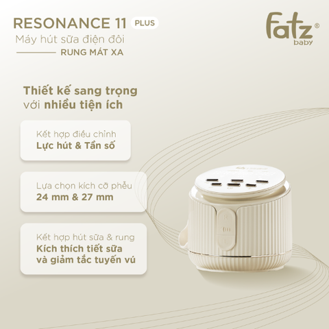 Máy hút sữa điện đôi rung mát xa Resonance 11 Plus Fatzbaby