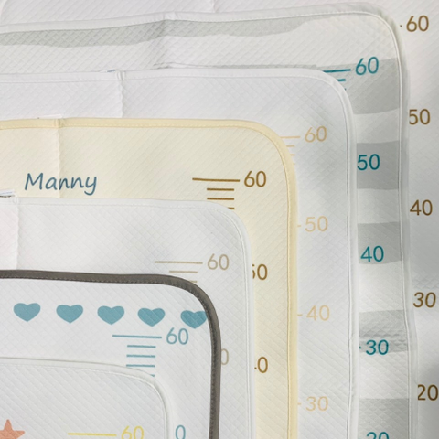 Tấm Lót Chống Thấm Cao Cấp 100% Cotton Organic Manny, 4 Lớp, Bề Mặt Siêu Thấm Hút, Mềm Mại, Thoáng 50*70cm (Có đo chiều cao)