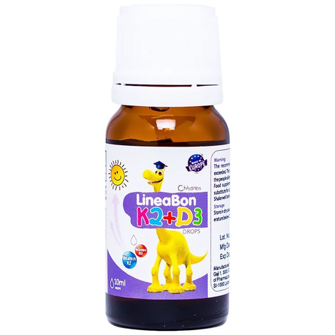 Vitamin D3K2 Lineabon Drops 10ml giúp bé cao lớn, ngủ ngon, giảm còi xương, canxi cho trẻ sơ sinh