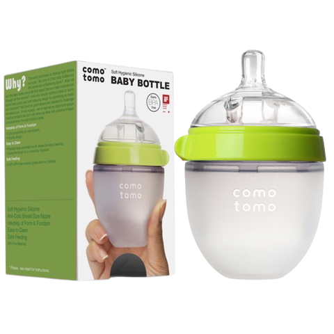 Bình sữa silicone Comotomo 150ml màu xanh cho bé từ 0M+