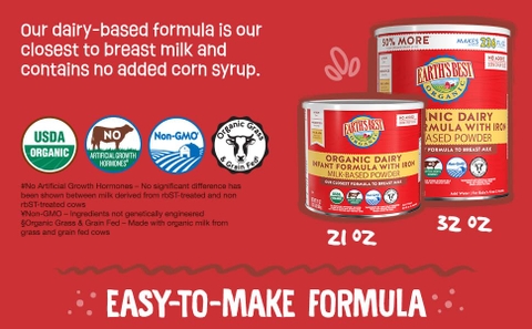 Sữa Earth’s Best Organic Infant Formula 595g Đỏ Cho Bé 0-12 Tháng - Mỹ 2026 – Sữa Hữu Cơ Không GMO Hỗ Trợ Phát Triển Não Bộ Xương Chiều Cao Miễn Dịch Chính Hãng Mỹ Giá Rẻ