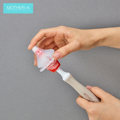 Bộ dụng cụ chổi cọ rửa bình 100% silicone Mother-K Hàn Quốc Màu Xanh