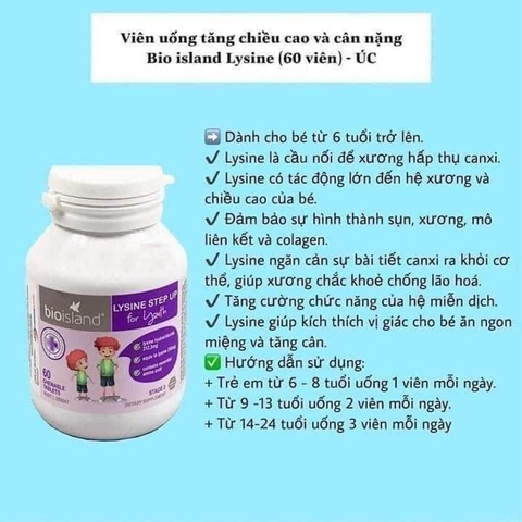 LYSINE TĂNG CHIỀU CAO & KÍCH THÍCH ĂN NGON ( ÚC )