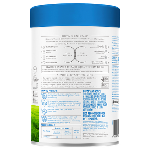 Sữa Hữu Cơ Bellamy’s Organic Beta Genica-8™ số 4 (Đạm A2) cho bé trên 2 tuổi Hộp 800g