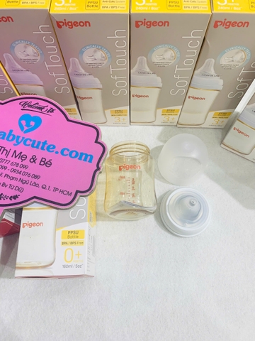 Bình Sữa Pigeon Soft Touch PPSU Plus thế hệ III Nội Địa Nhật 240ml Bé Từ 3M