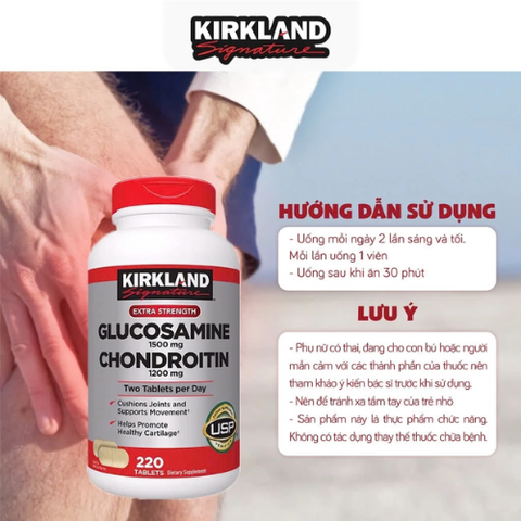 Bổ khớp Glucosamine giúp xương chắc khỏe Glucosamine & Chondroitin 280 viên Kirkland Signature đẩy lùi bệnh viêm khớp, thoái hóa