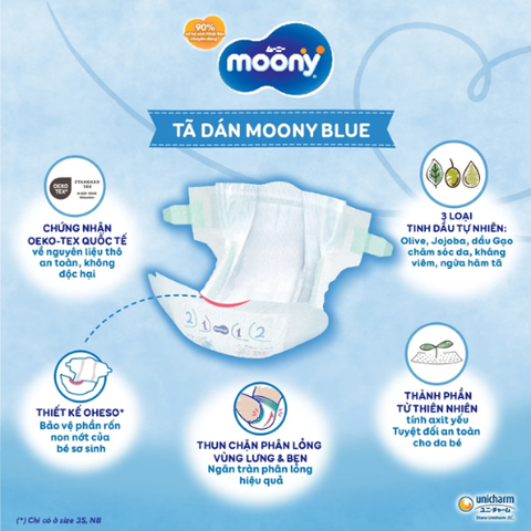 Bỉm Tã Dán Moony Cho Trẻ Sinh Non Và Nhẹ Cân Dưới 3kg (30 Miếng)