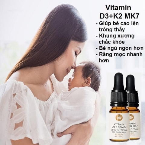 Vitamin D3 K2 MK7 SUNDAY NATURAL TĂNG CHIỀU CAO CHO BÉ - Đức