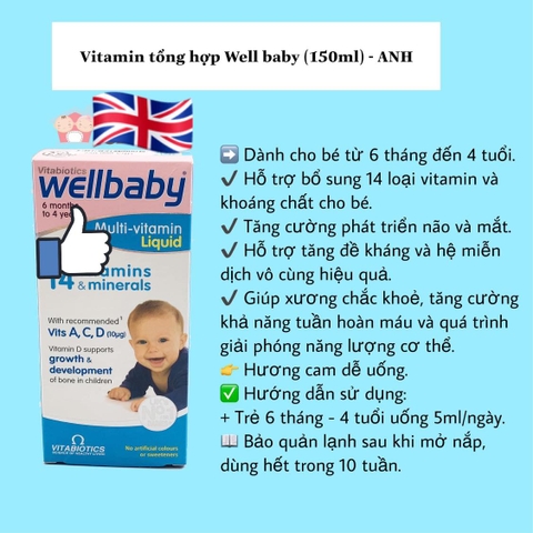 VITAMIN TỔNG HỢP WELLBABY MULTIVITAMIN LIQUID ( ANH )