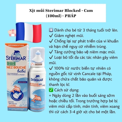 Xịt mũi muối biển Sterimar Pháp loại kháng viêm