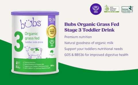 Sữa Bubs Organic Số 3 Grass Fed Toddler Milk 800g Cho Trẻ Từ 1 Đến 3