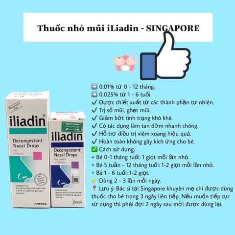 Nhỏ mũi iliadin 0.01% 5ml cho bé