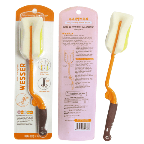 Dụng cụ rửa bình sữa Wesser 1 đầu cọ có mút xoáy 360 độ