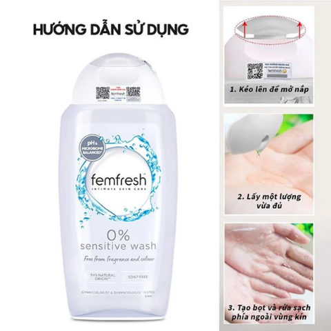 Dung dịch vệ sinh phụ nữ cho da nhạy cảm Femfresh 0% Sensitive Wash 250ml
