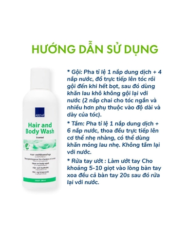 Dầu gội, Tắm khô Abena Hair & Body Wash an toàn cho cả mẹ bầu và trẻ nhỏ (200ml)