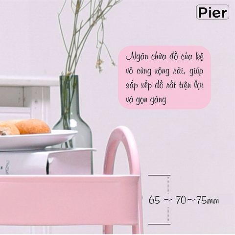 Kệ đa năng Pier 3 tầng có bánh xe, chất liệu thép chống gỉ