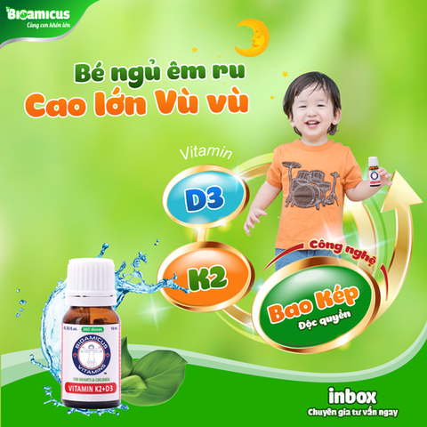 Vitamin K2+D3 BIOAMICUS dạng nhỏ giọt 10ml cho bé 0m+