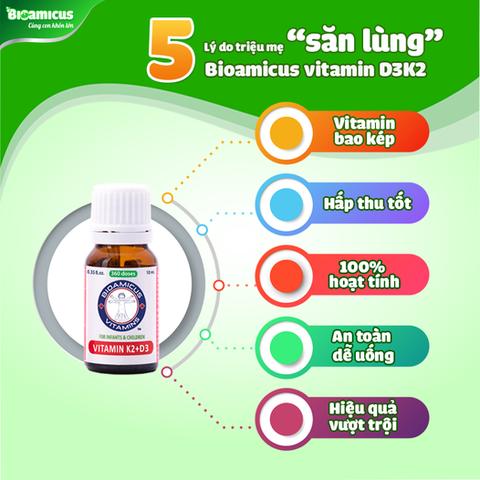 Vitamin K2+D3 BIOAMICUS dạng nhỏ giọt 10ml cho bé 0m+