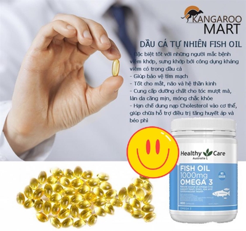 Dầu cá tự nhiên FISH OIL HEALTHY CARE Omega-3 1000mg 400 viên - Úc