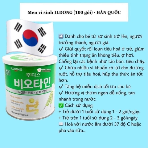 SỮA NON,  SẮT & VITAMIN MEN ILDONG HÀN QUỐC CHO BÉ