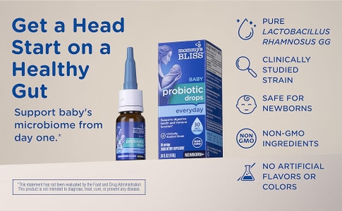🌟 MEN VI SINH DẠNG NHỎ GIỌT MOMMY'S BLISS BABY PROBIOTIC DROPS – HỖ TRỢ SỨC KHỎE TIÊU HÓA & MIỄN DỊCH CHO BÉ TỪ 0 THÁNG TUỔI! 🌟