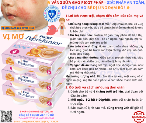 Váng Sữa Gạo Picot Pháp Dành Cho Bé Dị Ứng Đạm Bò VỊ MƠ– Váng Sữa Gạo Picot Pháp Tăng Cân An Toàn Không Đạm Bò, Không Lactose Hương Vani Chuối Táo Dành Cho Bé Sơ Sinh Táo Bón Dị Ứng Sữa Bò Chính Hãng Giá Rẻ