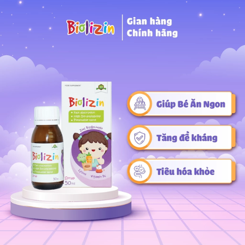 Kẽm Biolizin giúp con ăn ngon tăng đề kháng dạng siro 50ml vị đào thơm ngon