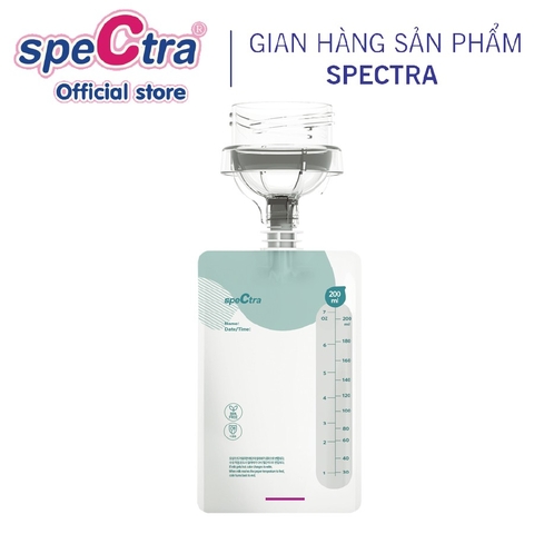 Túi Trữ Sữa Cảm Biến Nhiệt Nắp Vặn Có Cổ Nối Spectra 200ml (10 Túi/Hộp)