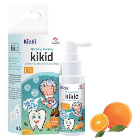 Xịt chống sâu răng Kichilachi Kikid cho bé từ 1 tuổi làm sạch khoang miệng vị cam