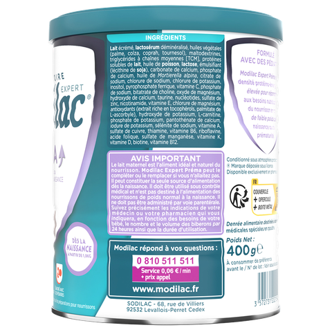 Sữa Bột Modilac Expert Prema Pháp 400g Cho Bé Sinh Non & Nhẹ Cân