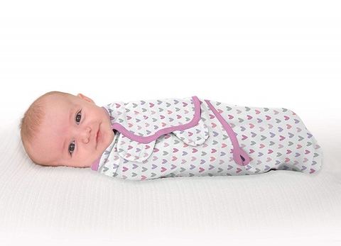 Chăn Ủ Kén Cotton Summer SwaddleMe họa tiết trái tim size S cho bé sơ sinh
