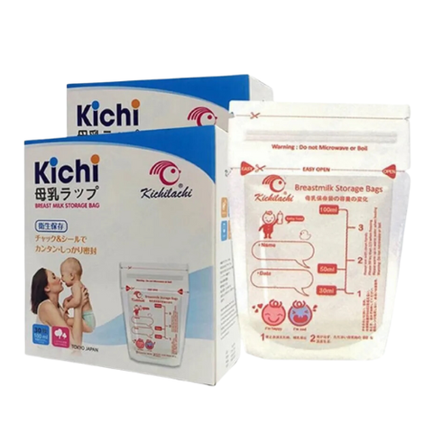 Túi trữ sữa cảm biến nhiệt độ, có khóa zip, chắc chắn chống rò rỉ Kichilachi 100ml hộp 30 túi