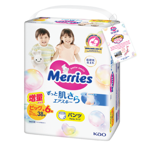 Bỉm Tã quần Merries nội địa (XL, 12-22kg, 38 + 6 miếng)