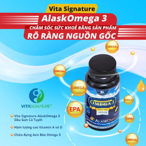 Dầu cá Vita Omega 3 Fish Oil bổ mắt, cải thiện trí nhớ, sức khỏe tim mạch Đức hộp 60v