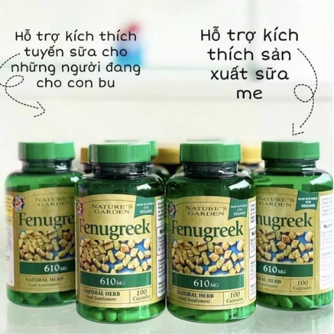 Vitamin Fenugreek 610mg Cỏ Cà Ri Lợi Sữa Cho Mẹ Sau Sinh Hộp 60 viên