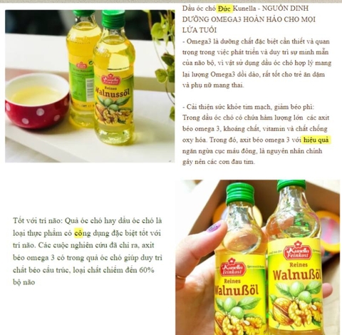 Dầu óc chó Kunella Feinkost WalnuBol 100ml (Đức)