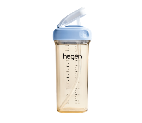 Bình tập uống có ống hút Hegen Straw cup PPSU 330ml, Blue