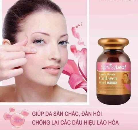 Viên uống Collagen trẻ hóa làn da Collagen 6 in 1 Inner Beauty Spring Leaf giúp đẹp da, trắng da giảm thâm nám 180 viên