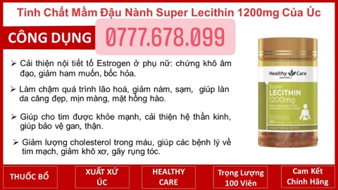Mầm đậu nành Heathy care ( Úc ) 100 viên TĂNG KÍCH CỠ VÒNG 1 & CẢI THIỆN CHỨC NĂNG SINH LÝ NỮ