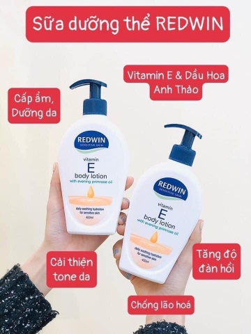 [Date T9.25] Kem Dưỡng Da Redwin Vitamin E Body Lotion Úc chai 400ml Dưỡng Ẩm Toàn Thân Chống Nẻ Da Cho Da Mịn Màng