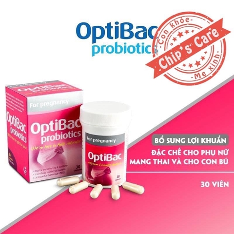 Men Vi Sinh Optibac Hồng Cho Bà Bầu, Trẻ Sơ Sinh hộp 30 gói Chuẩn UK Anh Quốc