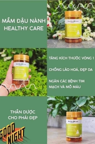 Mầm đậu nành Heathy care ( Úc ) 100 viên TĂNG KÍCH CỠ VÒNG 1 & CẢI THIỆN CHỨC NĂNG SINH LÝ NỮ