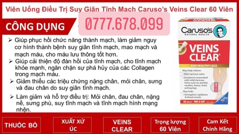 Kem Bôi Giãn Tĩnh Mạch Carusos Veins Care Cream 75Gr Của Úc